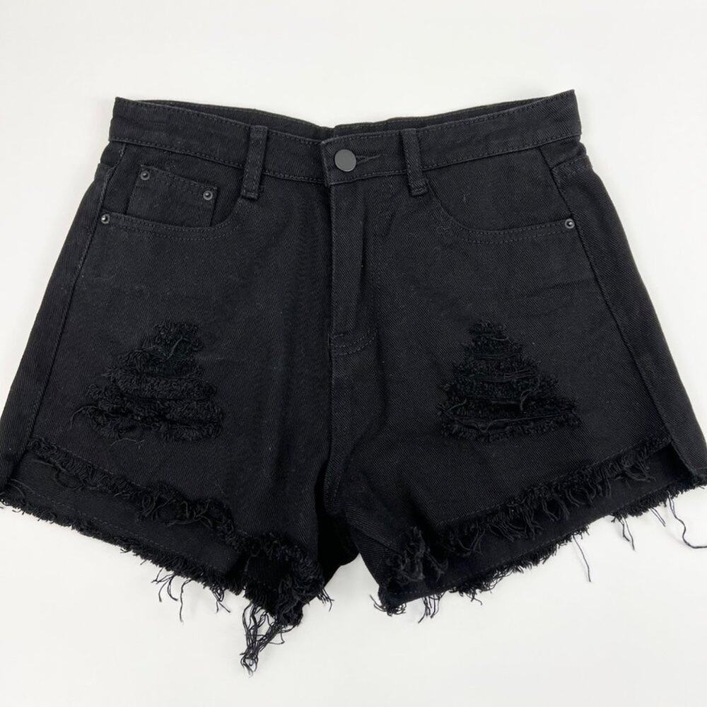 Grunge Denim Womens Shorts Small Y2K Distressed Cutoff Street Indie Sleaze Shein - Picture 2 of 8
